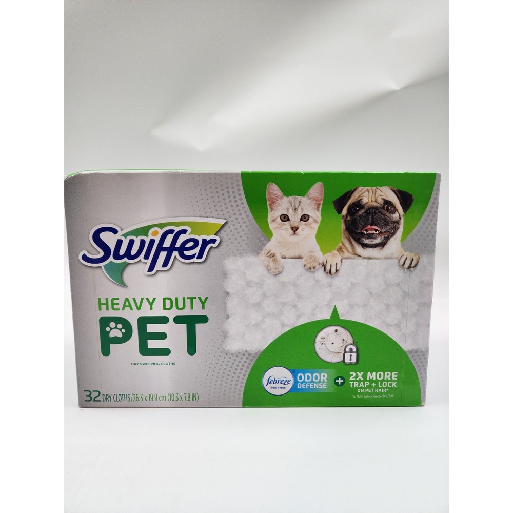 Swiffer Heavy Duty Pet Dry Sweeping Cloths Febreze Odor Defense 32 Count